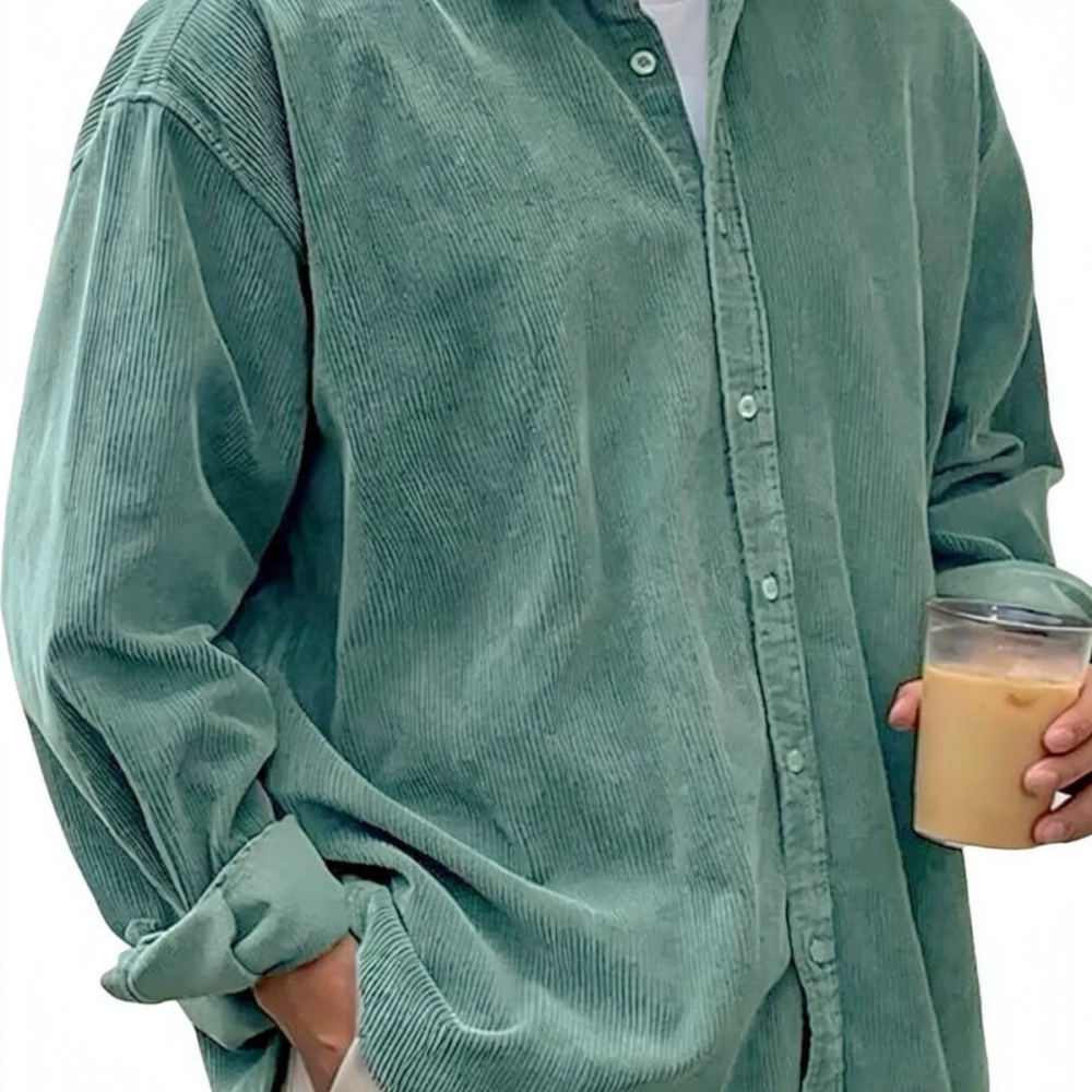 Corduroy Button Up Shirt Men - Мужские рубашки из вельвета с длинным