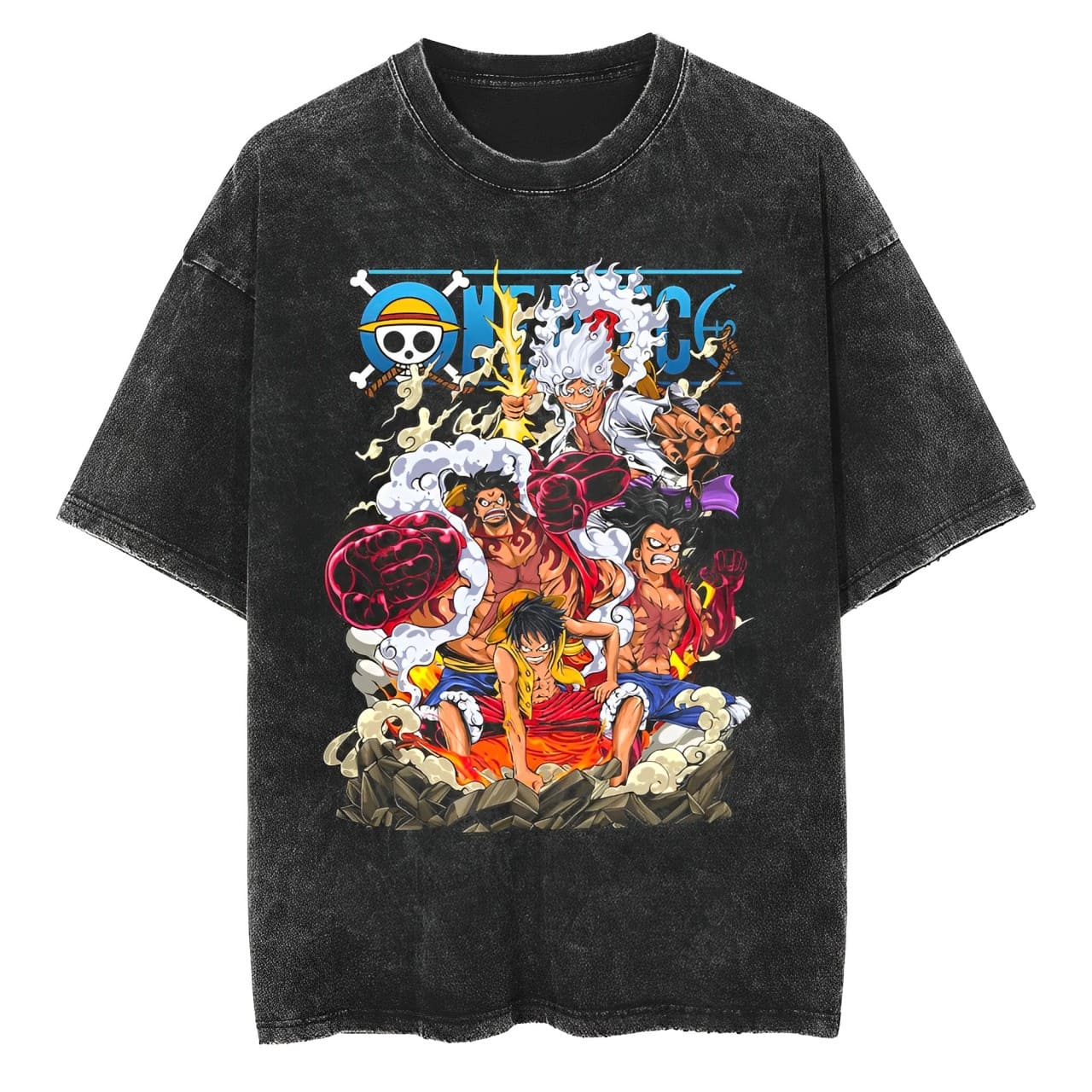 Acid Wash Vintage Graphic T Shirt - Футболка One Piece Luffy Gear 2