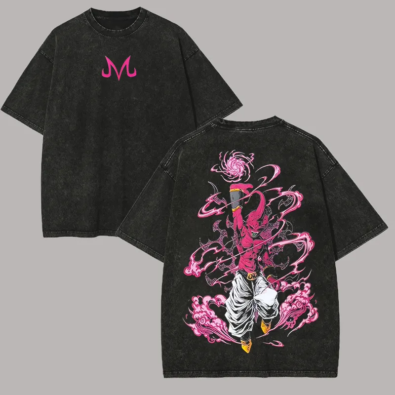 Acid Wash Vintage Graphic T Shirt - Футболка Kid Buu Dragon Ball Z,