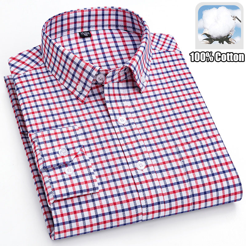 Oxford Cotton Casual Shirt Business - 100% хлопок, дышащая мужская оксфордская повседневная