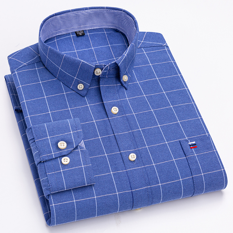 Рубашка мужская в клетку, из н – обзор и цена Oxford Cotton Casual Shirt Business
